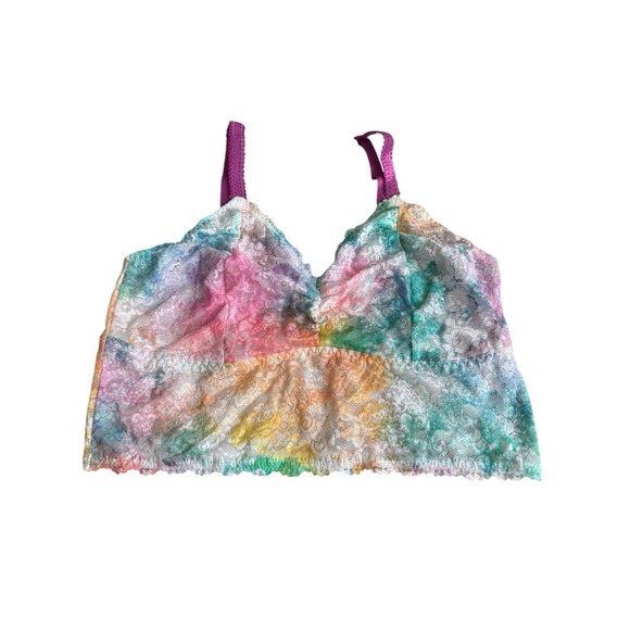 Women's NWT  2 Torrid Curves Multicolor Unicorn Spit Bralette WireFree Club Wear - Picture 1 of 5